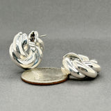 Estate David Yurman SS Sculpted Cable Hoop Earrings