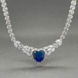 Estate SS CZ Blue Heart Halo Necklace