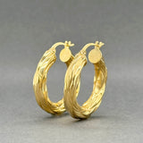 Estate 18K Y Gold 25mm Twisted Hoop Earrings