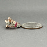 Estate 14K R Gold 0.08ctw Lab-Created Ruby & 0.25ctw Diamond Ring