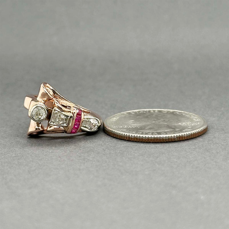 Estate 14K R Gold 0.08ctw Lab-Created Ruby & 0.25ctw Diamond Ring