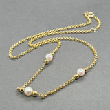 Estate 14K Y Gold 3 Pearl Station Necklace