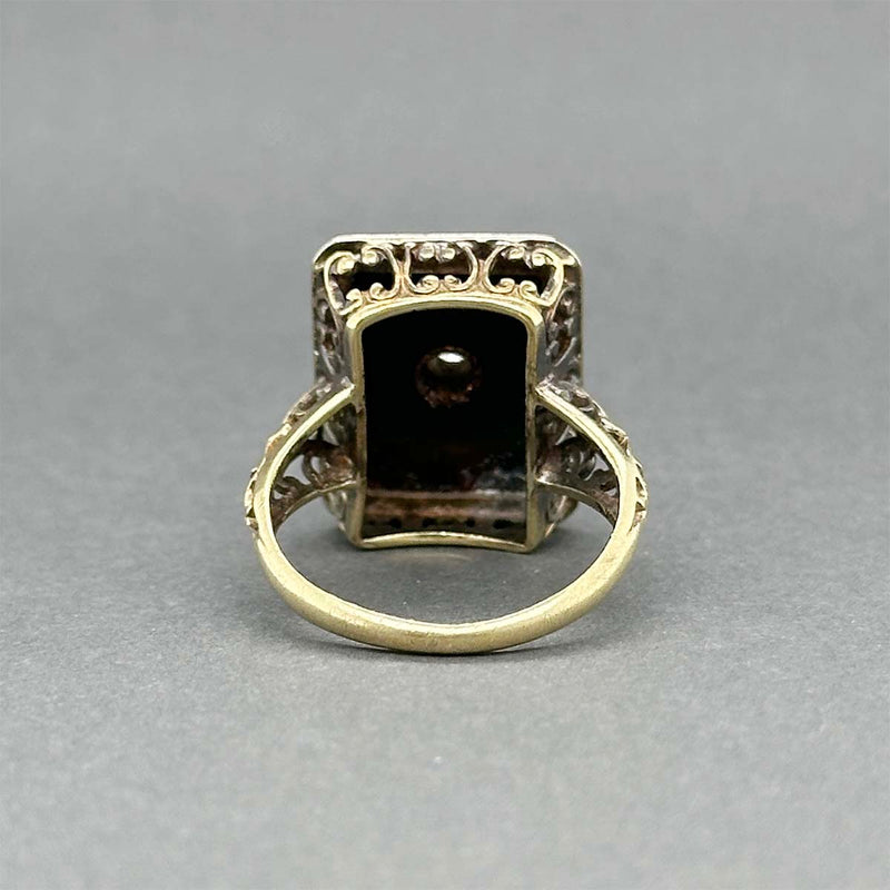 Estate 14K Y Gold Art Deco 2.68ct Onyx & 0.12ct Diamond Ring