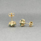 Estate 14K Y Gold 0.60ctw Emerald & 0.13ctw Diamond Stud Earrings