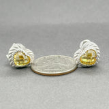 Estate Judith Ripka SS Yellow CZ Heart Earrings