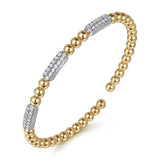 14K Y Gold 0.50ctw G/SI2 Beaded Diamond Bar Bangle Bracelet