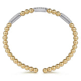 14K Y Gold 0.50ctw G/SI2 Beaded Diamond Bar Bangle Bracelet