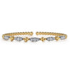 14K Y Gold 0.73ctw G/SI2 Diamond Cluster Beaded Flex Bangle