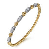 14K Y Gold 0.73ctw G/SI2 Diamond Cluster Beaded Flex Bangle