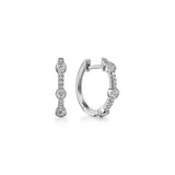 14K W Gold 0.27ctw G/SI2 15mm Bezel Set Thin Diamond Huggie Earrings