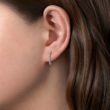 14K W Gold 0.27ctw G/SI2 15mm Bezel Set Thin Diamond Huggie Earrings