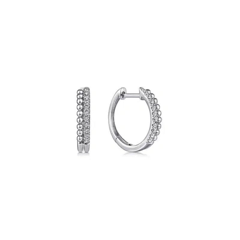 14K W Gold 0.10ctw 10mm Diamond Huggies