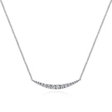 14K W Gold 0.50ctw G/SI2 Stylish Curved Diamond Bar Necklace