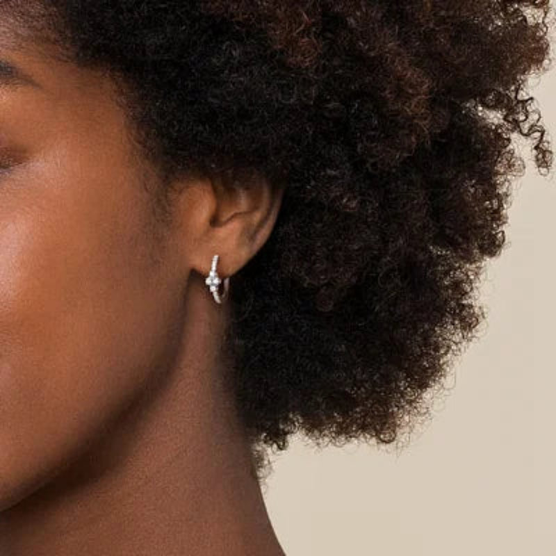 14K W Gold 0.28ctw G/SI2 14.5mm Diamond Clover Huggie Earrings