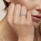 14K W Gold 0.80ctw G/SI2 Diamond Criss Cross Ring