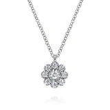 14K W Gold 0.24ctw G/SI2 Diamond Floral Pendant