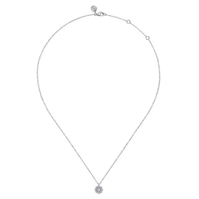 14K W Gold 0.24ctw G/SI2 Diamond Floral Pendant
