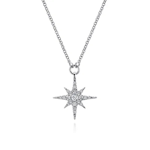 14K W Gold 0.25ctw G/SI1 Diamond Starburst Pendant
