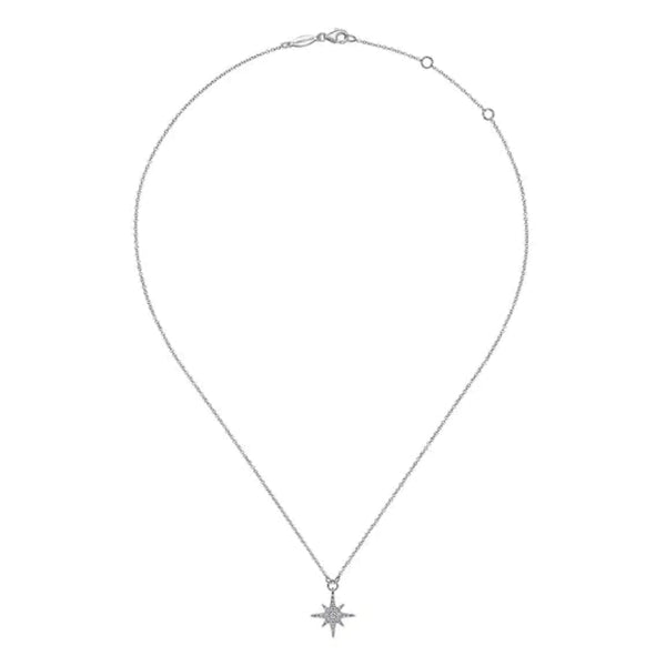 14K W Gold 0.25ctw G/SI1 Diamond Starburst Pendant