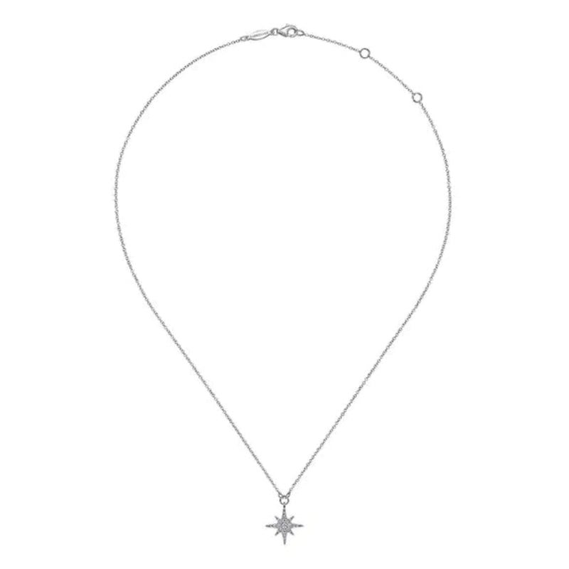 14K W Gold 0.25ctw G/SI1 Diamond Starburst Pendant