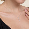 14K W Gold 0.27ctw G/SI2 Vertical Diamond Bar Pendant