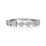 14K W Gold 0.63ctw G-H/SI2 East West Prong Set Pear Shape Diamond Ring
