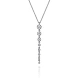 14K W Gold 0.50ctw Graduating Vertical Diamond Necklace