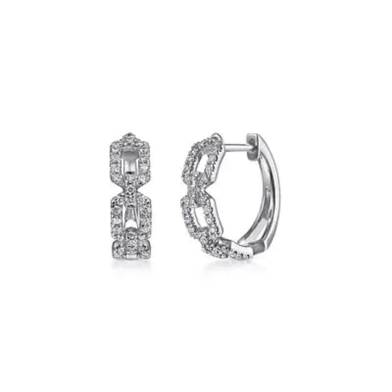 14K W Gold 0.35ctw G/SI2 10mm Diamond Open Link Earrings