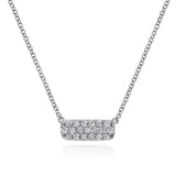 14K W Gold 0.20cttw Pave Diamond Bar Necklace