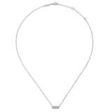 14K W Gold 0.20cttw Pave Diamond Bar Necklace