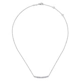 14K W Gold 0.48ctw G/SI2 Round and Baguette Diamond Curved Bar Necklace