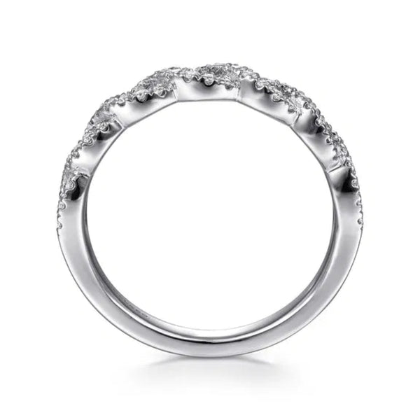 14K W Gold 0.27ctw Ladies Open Twisted Diamond Band