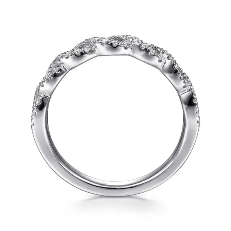 14K W Gold 0.27ctw Ladies Open Twisted Diamond Band