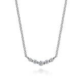 14K W Gold 0.27ctw White Sapphire Small Bar Necklace