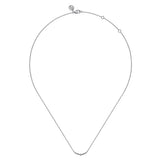 14K W Gold 0.27ctw White Sapphire Small Bar Necklace
