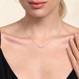 14K W Gold 0.27ctw White Sapphire Small Bar Necklace