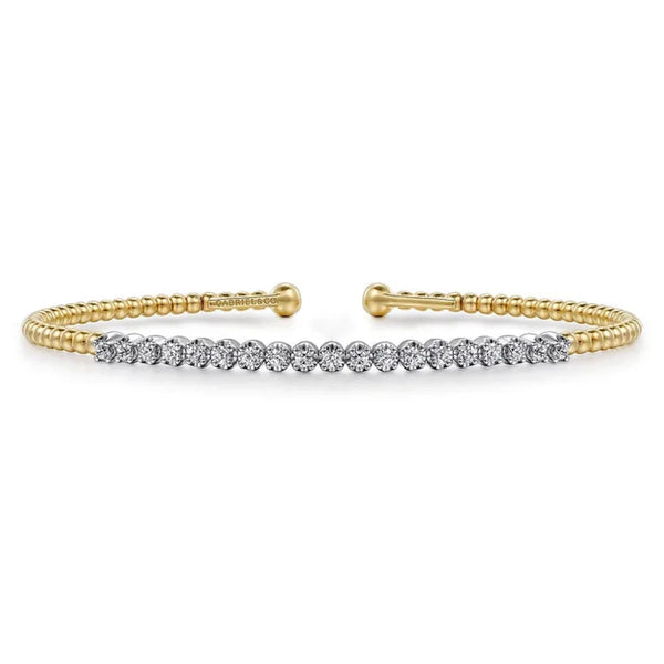 14K Y Gold 0.40ctw Diamond Beaded Cuff Bracelet