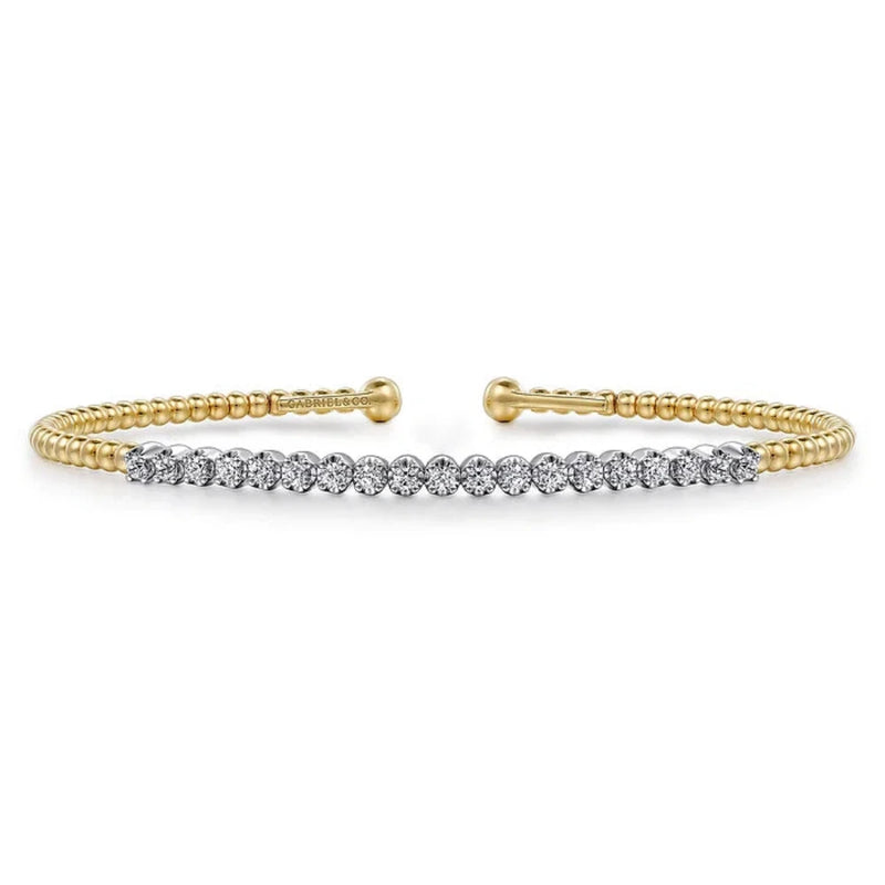 14K Y Gold 0.40ctw Diamond Beaded Cuff Bracelet