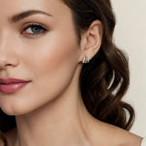 14K TT  Gold 0.34ctw G-H/SI2 Three Row Diamond J Hoop Beaded Earrings