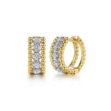 14K Y Gold .51ctw G/SI2 Beaded  Diamond Huggie Earrings