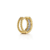 14K Y Gold .51ctw G/SI2 Beaded  Diamond Huggie Earrings