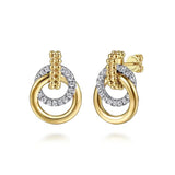 14K TT  Gold 0.47ctw Open Circle Beaded Diamond Earrings