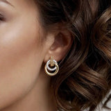 14K TT  Gold 0.47ctw Open Circle Beaded Diamond Earrings