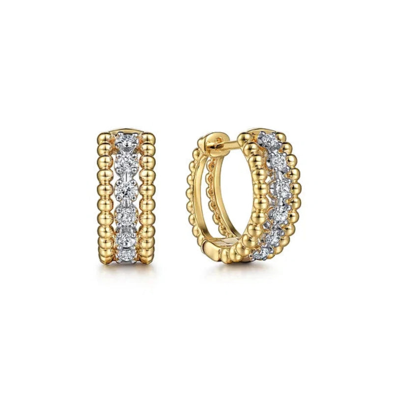 14K Y Gold 0.25ctw G/SI2 Huggie Pave Diamond Earrings