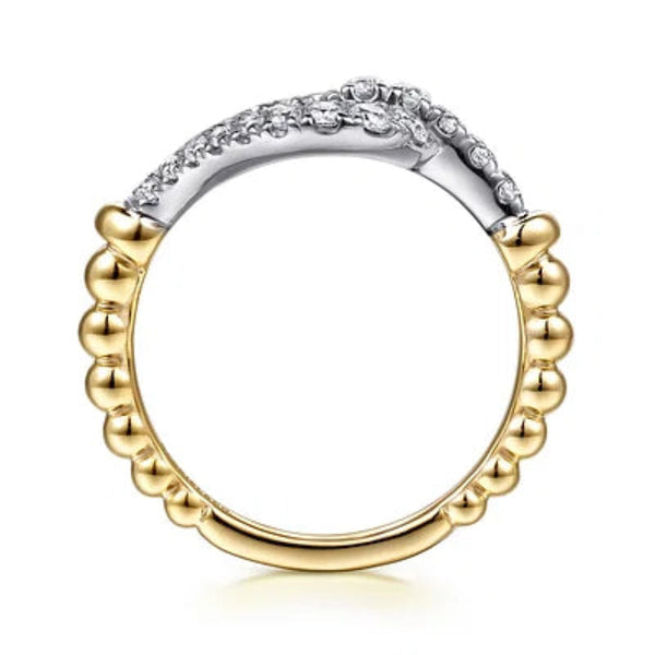 14K Y Gold 0.50ctw G/SI1 Beaded Horseshoe Link Ring