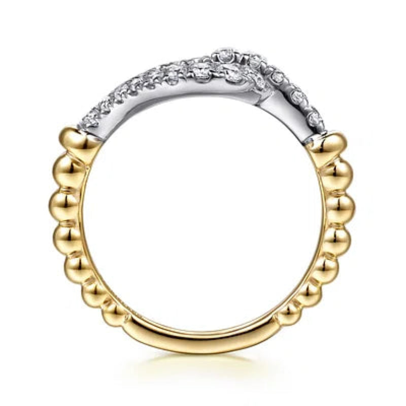 14K Y Gold 0.50ctw G/SI1 Beaded Horseshoe Link Ring
