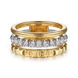 14K TT Gold 0.33ctw G-H/SI2 Triple Row Diamond Ring