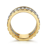 14K TT Gold 0.33ctw G-H/SI2 Triple Row Diamond Ring