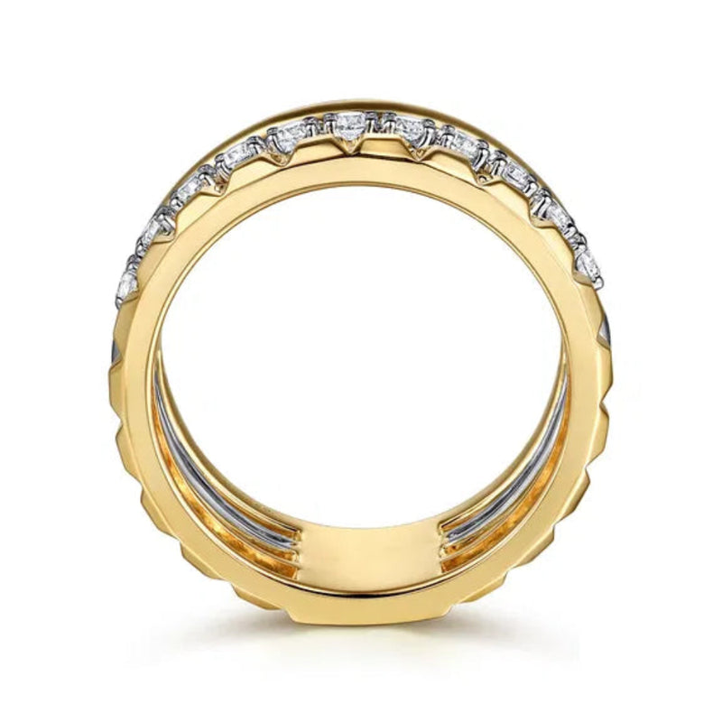 14K TT Gold 0.33ctw G-H/SI2 Triple Row Diamond Ring