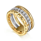 14K TT Gold 0.33ctw G-H/SI2 Triple Row Diamond Ring
